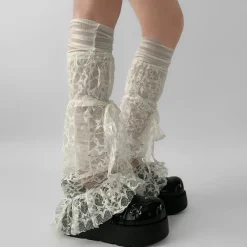 Other*Boogzel Clothing Star Girl Lace Leg Warmers White