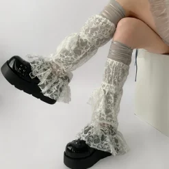 Other*Boogzel Clothing Star Girl Lace Leg Warmers White