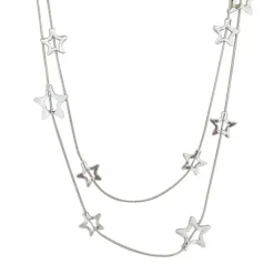 Necklaces & Chokers*Boogzel Clothing Star Girl Layered Necklace Silver