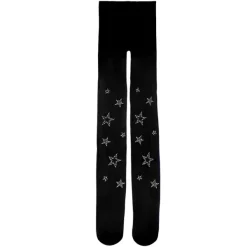 Other*Boogzel Clothing Star Girl Rhinestone Tights Black