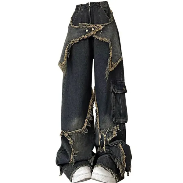 Jeans*Boogzel Clothing Star Girl Wide Leg Jeans DarkBlue