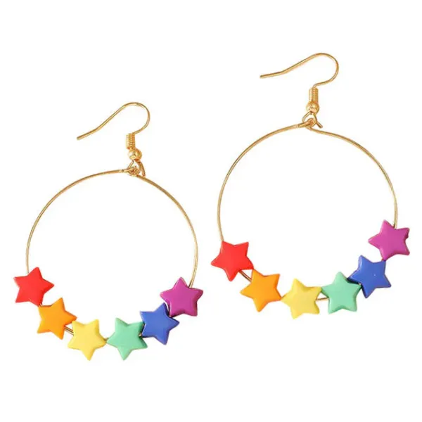 Earrings*Boogzel Clothing Star Hoop Earrings Rainbow