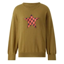 Sweaters*Boogzel Clothing Star Patch Aesthetic Knit Pullover Green