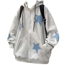 Hoodies*Boogzel Clothing Star Patch Aesthetic Zip Up Hoodie