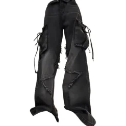 Jeans*Boogzel Clothing Star Patch Cargo Jeans Black