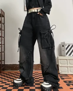 Jeans*Boogzel Clothing Star Patch Cargo Jeans Black