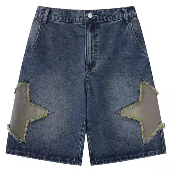 Shorts*Boogzel Clothing Star Patch Denim Shorts Blue