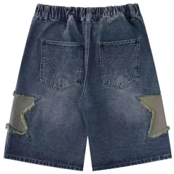 Shorts*Boogzel Clothing Star Patch Denim Shorts Blue