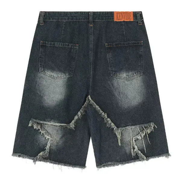 Shorts*Boogzel Clothing Star Patch High-Waisted Denim Shorts Blue