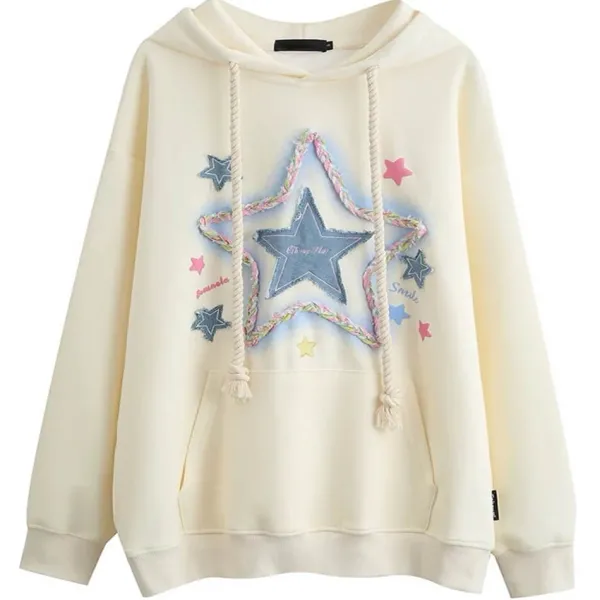 Hoodies*Boogzel Clothing Star Patch Hoodie Beige