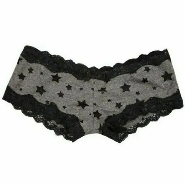 Underwear*Boogzel Clothing Star Print Lace Panty DarkGrey