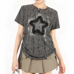 Aesthetic T-Shirts & Graphic Tees*Boogzel Clothing Star Print Relaxed Fit T-Shirt Grey