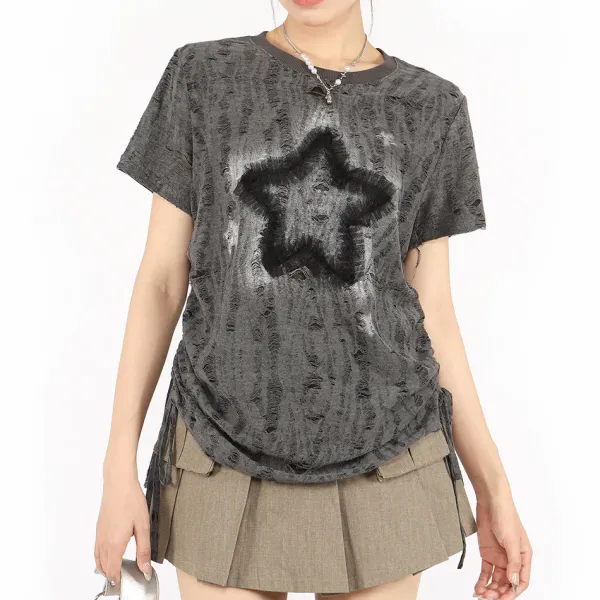Aesthetic T-Shirts & Graphic Tees*Boogzel Clothing Star Print Relaxed Fit T-Shirt Grey