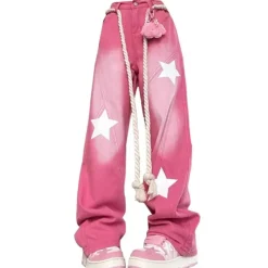 Jeans*Boogzel Clothing Star Print Y2K Jeans Pink