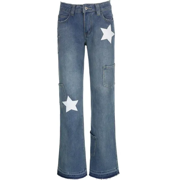 Jeans*Boogzel Clothing Star Print Y2K Style Jeans Blue