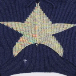 Sweaters|Hoodies*Boogzel Clothing Star Zip Up Knit Hoodie Blue