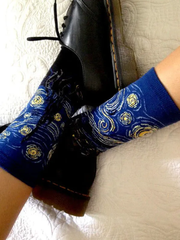 Socks*Boogzel Clothing Starry Night Van Gogh Socks Navy/black