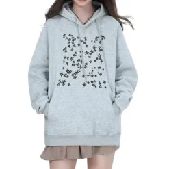 Hoodies*Boogzel Clothing Stars Embroidery Hoodie Grey