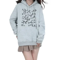 Hoodies*Boogzel Clothing Stars Embroidery Hoodie Grey