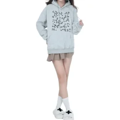 Hoodies*Boogzel Clothing Stars Embroidery Hoodie Grey