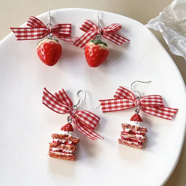 Earrings*Boogzel Clothing Strawberry Cake Earrings
