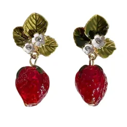 Earrings*Boogzel Clothing Strawberry Earrings Red