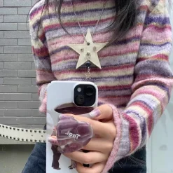 Striped Sweaters|Sweaters*Boogzel Clothing Striped Turtleneck Sweater Pink