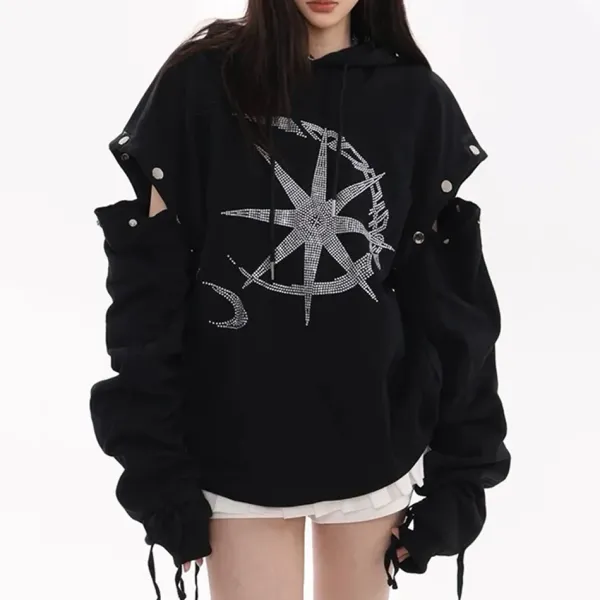 Hoodies*Boogzel Clothing Sun & Moon Rhinestone Hoodie