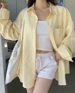 Long Sleeve Tops*Boogzel Clothing Sun of Provence Shirt Yellow