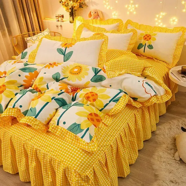 Aesthetic Bedroom*Boogzel Clothing Sunflowers Aesthetic Bedding Set Yellow