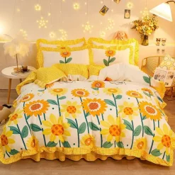 Aesthetic Bedroom*Boogzel Clothing Sunflowers Aesthetic Bedding Set Yellow