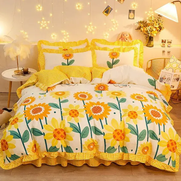 Aesthetic Bedroom*Boogzel Clothing Sunflowers Aesthetic Bedding Set Yellow