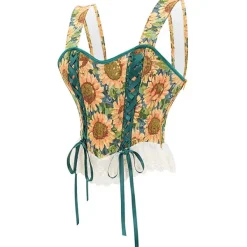 Corset Tops*Boogzel Clothing Sunflowers Corset Top Green/yellow