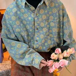 Mens*Boogzel Clothing Sunflowers Denim Shirt