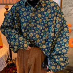 Mens*Boogzel Clothing Sunflowers Denim Shirt