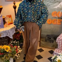 Mens*Boogzel Clothing Sunflowers Denim Shirt