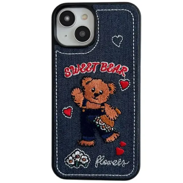 Iphone Cases*Boogzel Clothing Sweet Bear Embroidery iPhone Case Blue