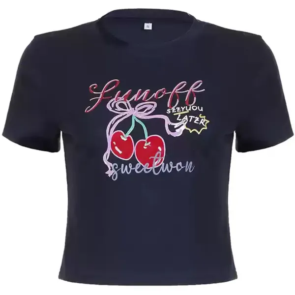 Y2K Tops|Aesthetic T-Shirts & Graphic Tees*Boogzel Clothing Sweet Cherry Crop Top DarkBlue