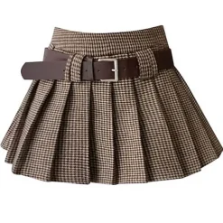 Skirts*Boogzel Clothing Sweet Dress Code Pleated Skirt Brown