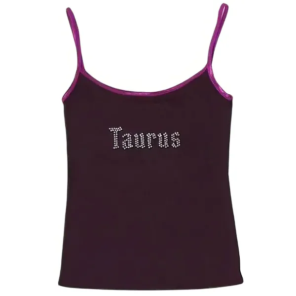 Y2K Tops*Boogzel Clothing Taurus Zodiac Sign Y2K Rhinestone Top Purple