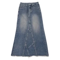 Skirts*Boogzel Clothing Teen Craft Denim Long Skirt Blue