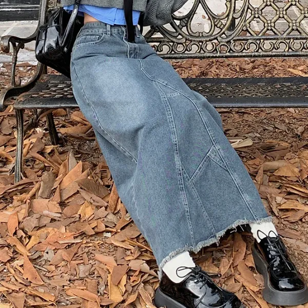 Skirts*Boogzel Clothing Teen Craft Denim Long Skirt Blue