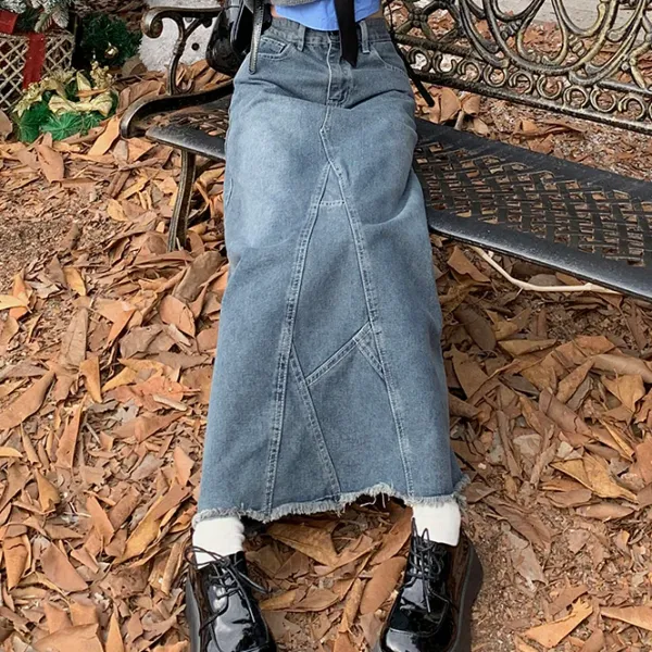 Skirts*Boogzel Clothing Teen Craft Denim Long Skirt Blue