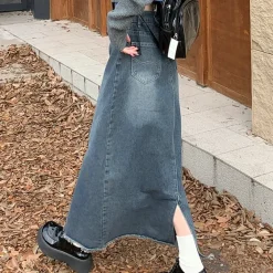 Skirts*Boogzel Clothing Teen Craft Denim Long Skirt Blue