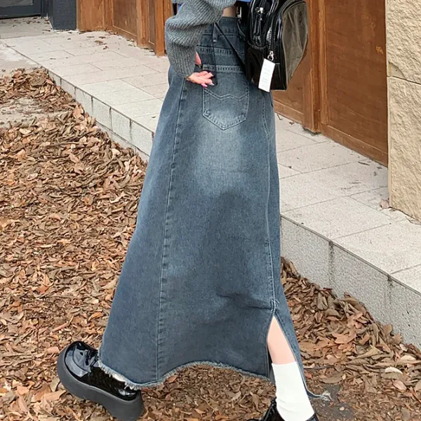 Skirts*Boogzel Clothing Teen Craft Denim Long Skirt Blue