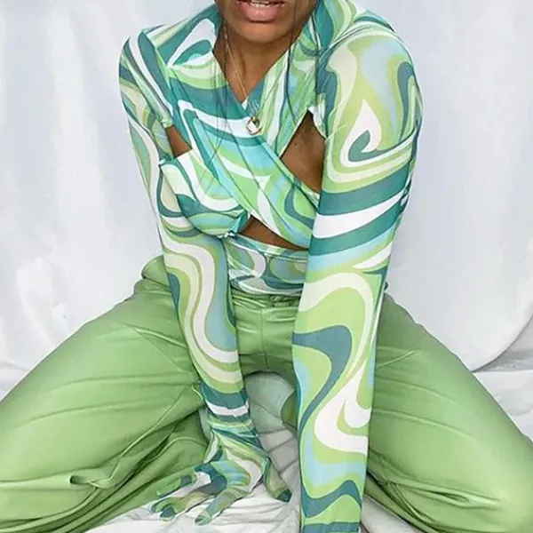 Long Sleeve Tops*Boogzel Clothing Teenage Crush Gloved Long Sleeve Top Green