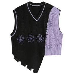 Knit Vests*Boogzel Clothing Teenage Drama Knit Vest Black/purple