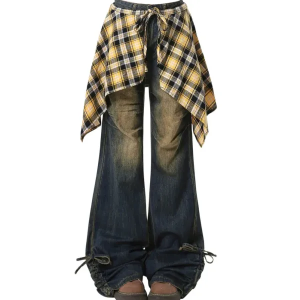 Jeans*Boogzel Clothing Teenage Drama Shirt-Tied Baggy Jeans Blue