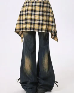 Jeans*Boogzel Clothing Teenage Drama Shirt-Tied Baggy Jeans Blue