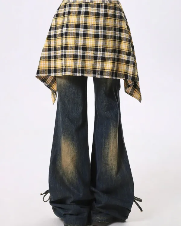 Jeans*Boogzel Clothing Teenage Drama Shirt-Tied Baggy Jeans Blue